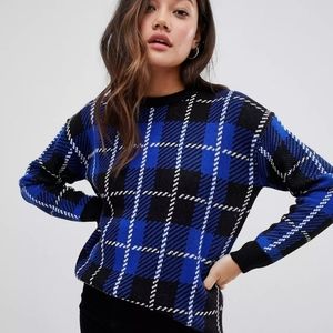 Brave Soul by ASOS blue+black check sweater